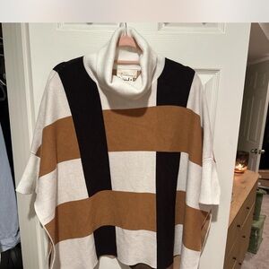 Anthropologie Cowl Neck Sweater - Black, Brown, and Cream